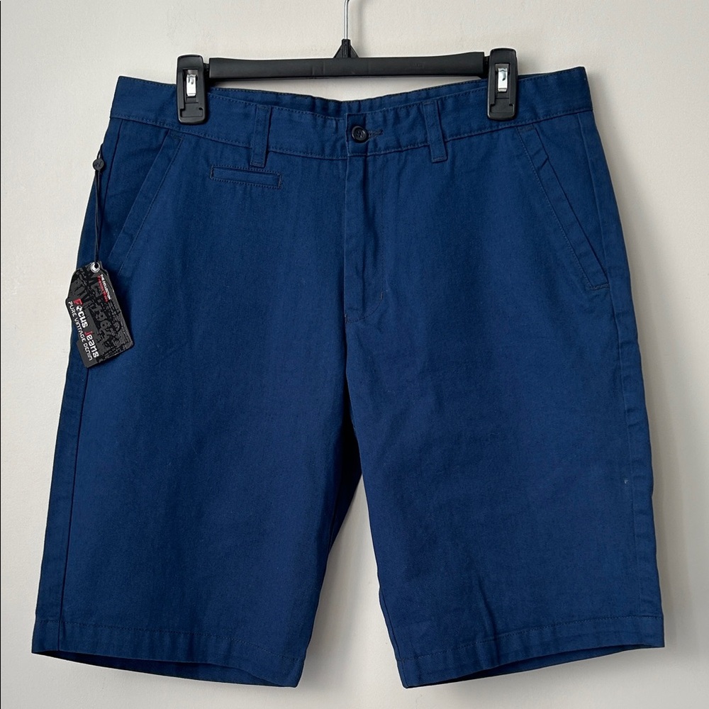 Focus Jeans, Classic Navy Flat Front Men's Shorts - Men’s 33w